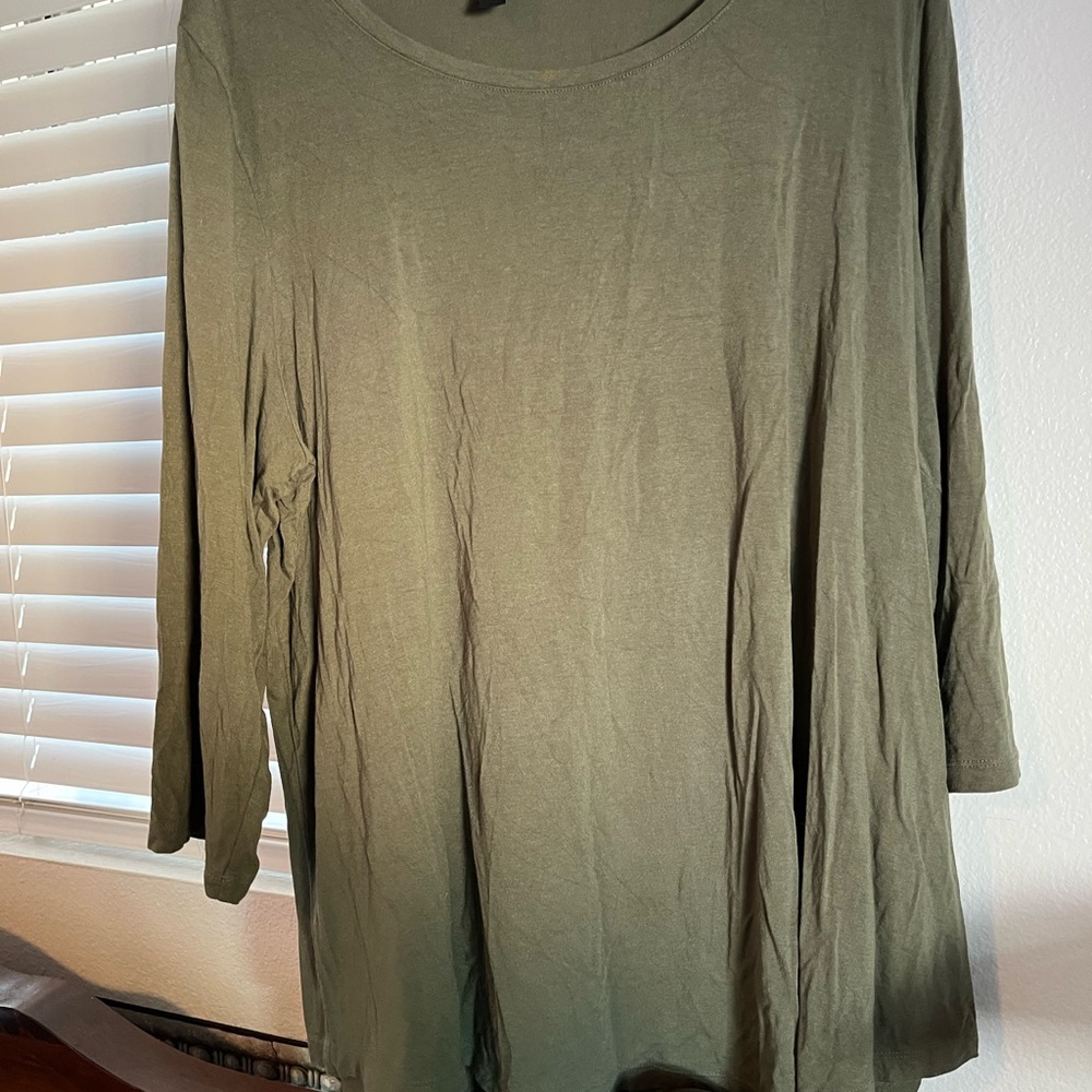 JM Collection Long Sleeve Top in Olive